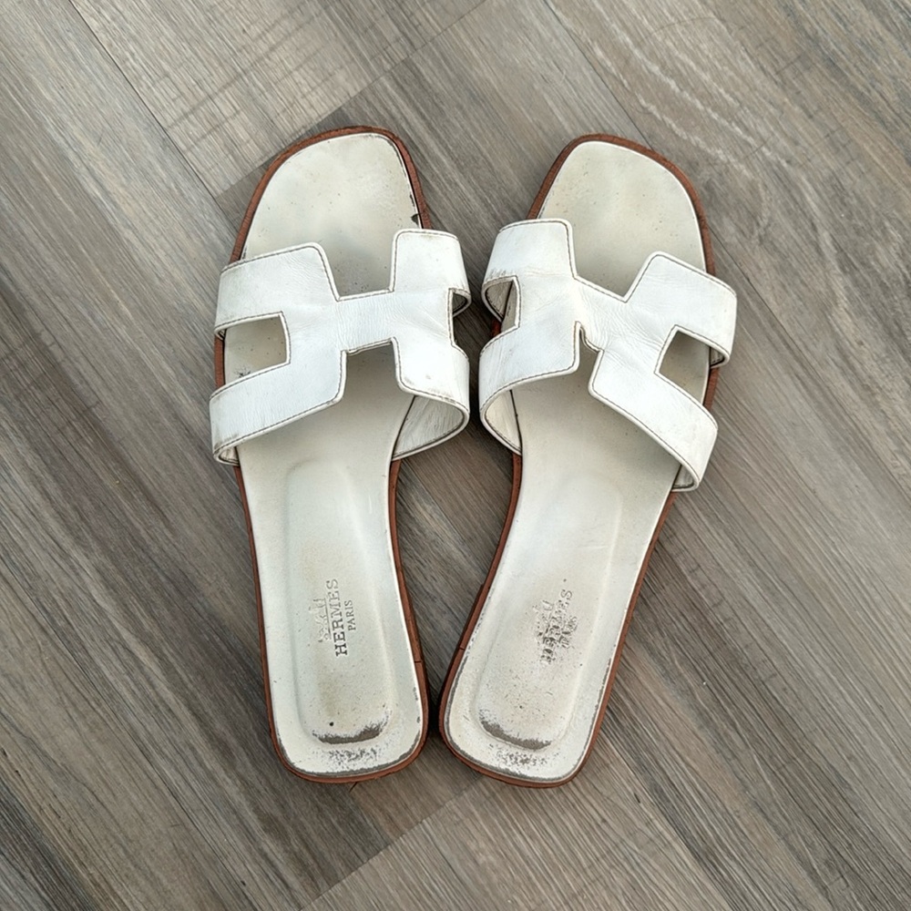 Hermes Oran Sandal White